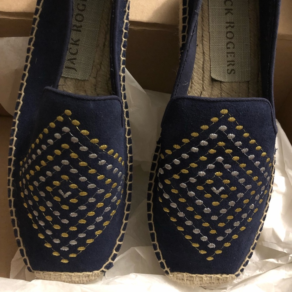 Jack Rogers Navy Blue Luna Suede Espadrilles. Size 8.5 - Picture 6 of 8